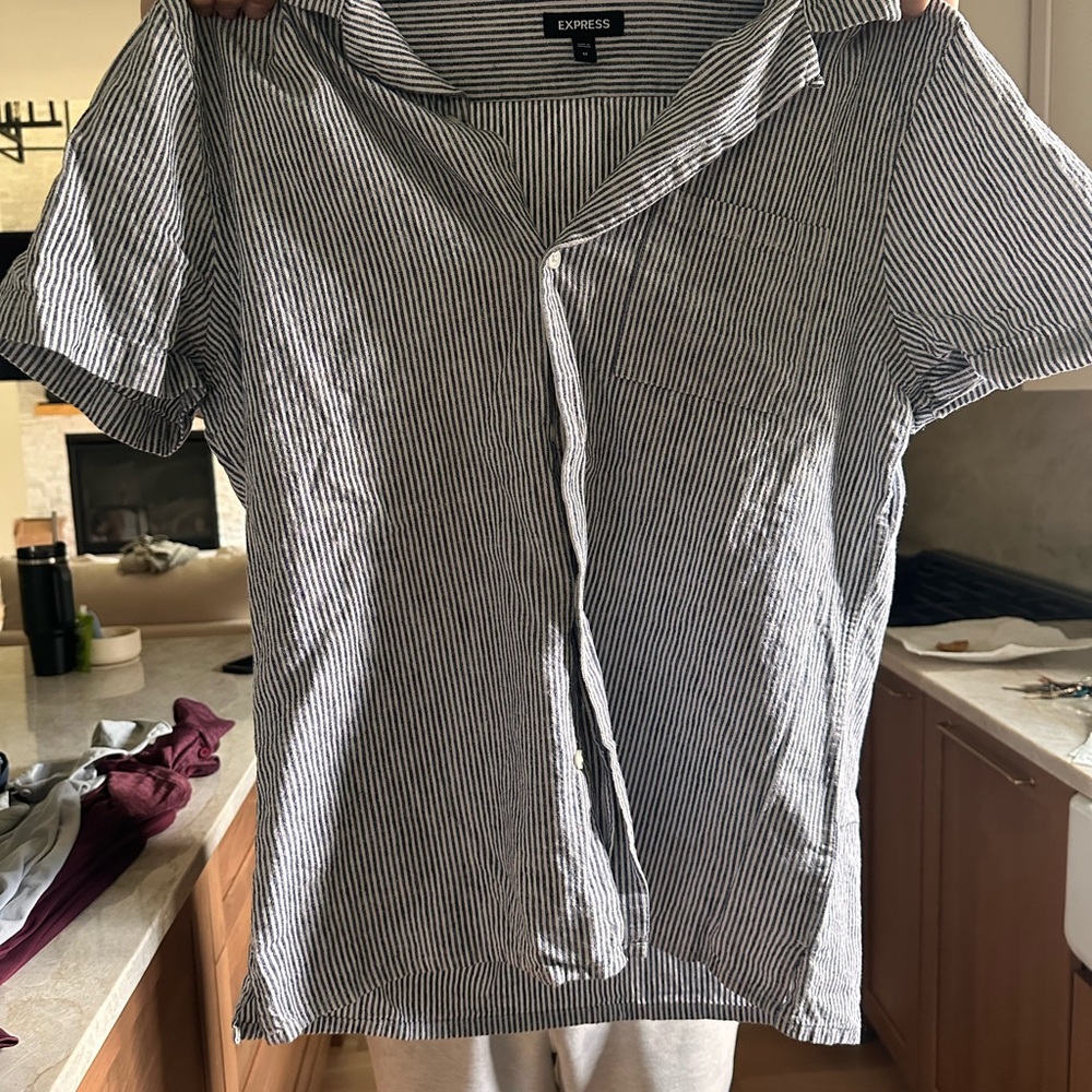 Express Black and White Striped Shirt